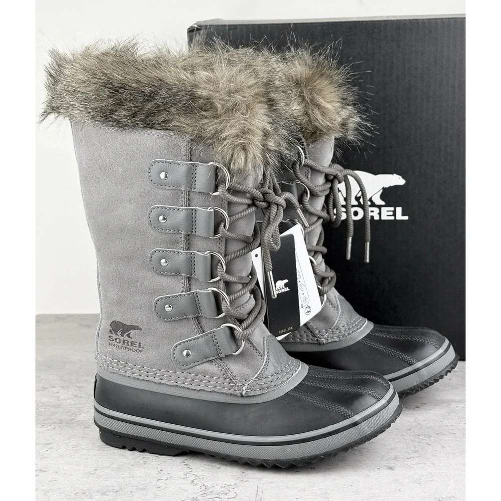 Sorel Women's Joan of Arctic Waterproof Boots Size US 8 Quarry Gray Suede New